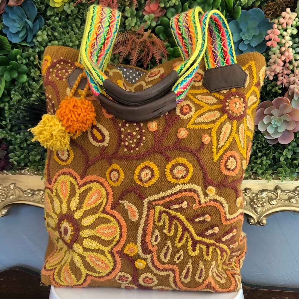 Peruvian Embroidered Wool Tote
